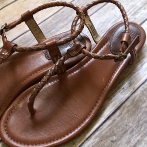 FRYE Madison Braided T-Strap Leather Sandal 9.5